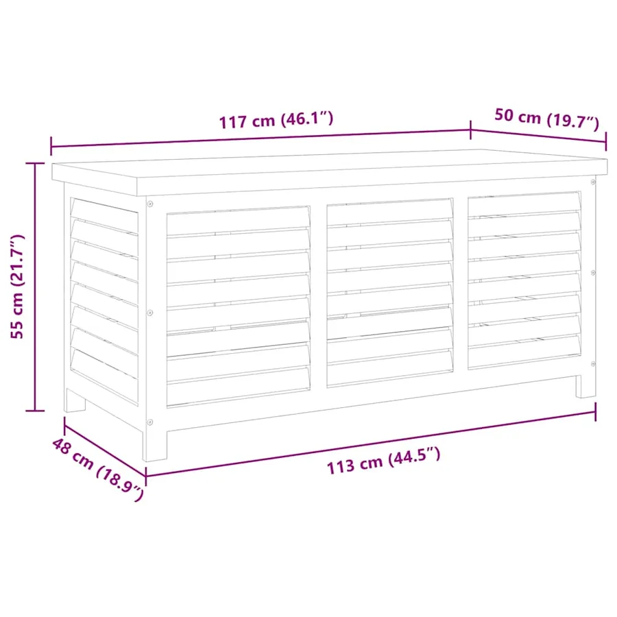 Boîte de rangement de jardin 117x50x55 cm Eucalyptus solide - 9
