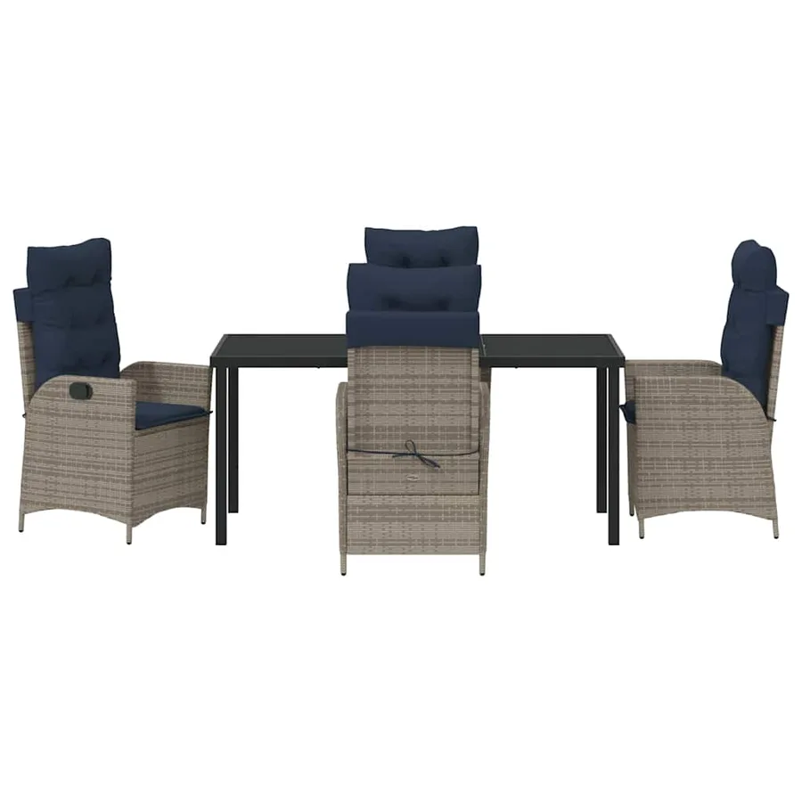 Ensemble de salle à manger pour jardin 5 pcs Gris et Noir Rotin - 7