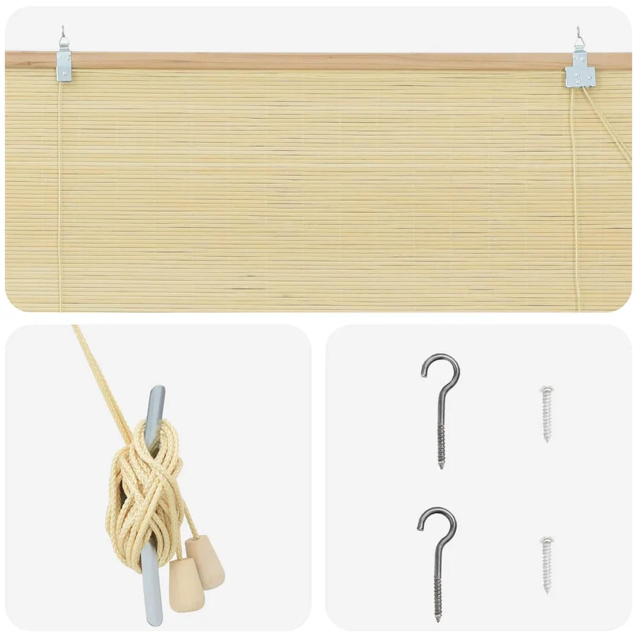 Store enrouleur Naturel 40 x 160 cm Bambou - 4