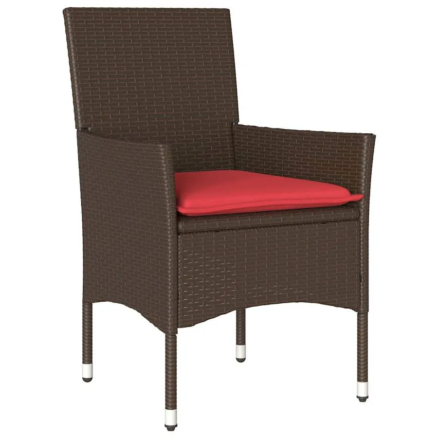 Ensemble table et chaises avec coussin 7 pcs Marron Rotin PE - 6
