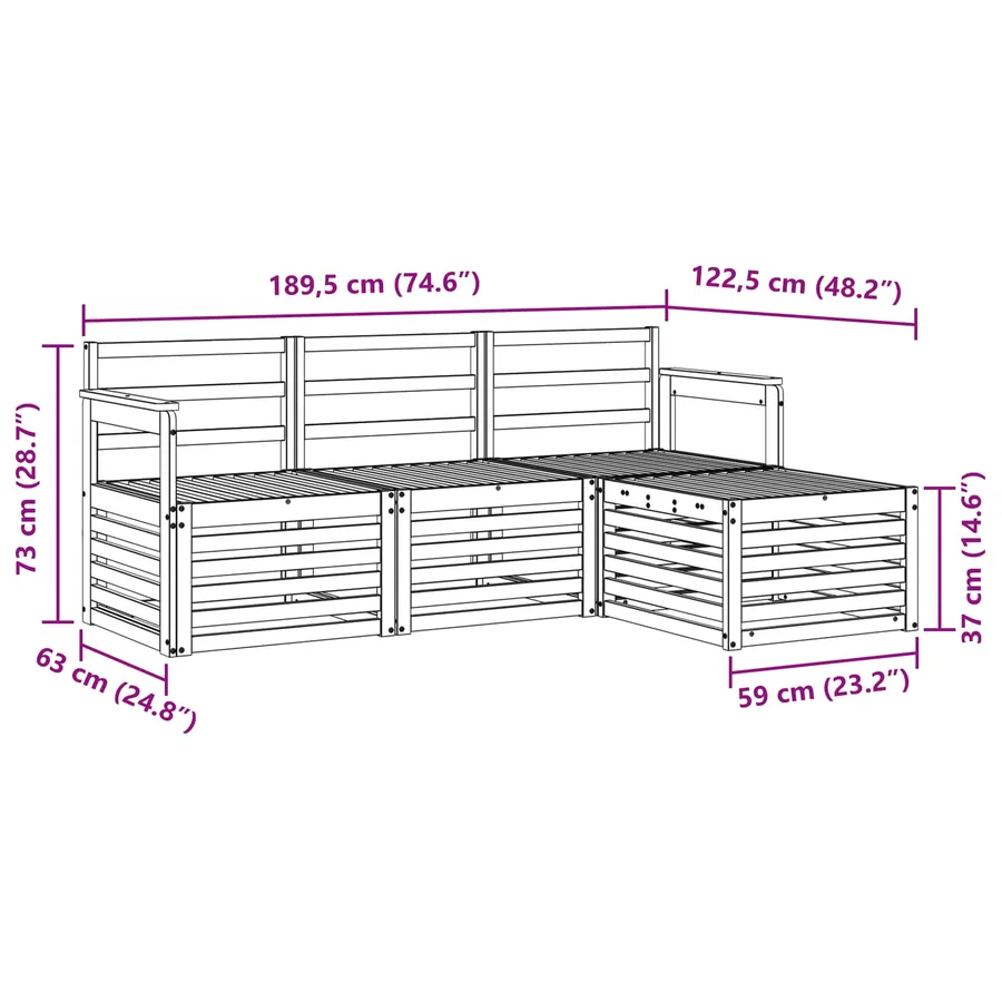 Ensemble de canapés d'extérieur 4 pcs Blanc - 7