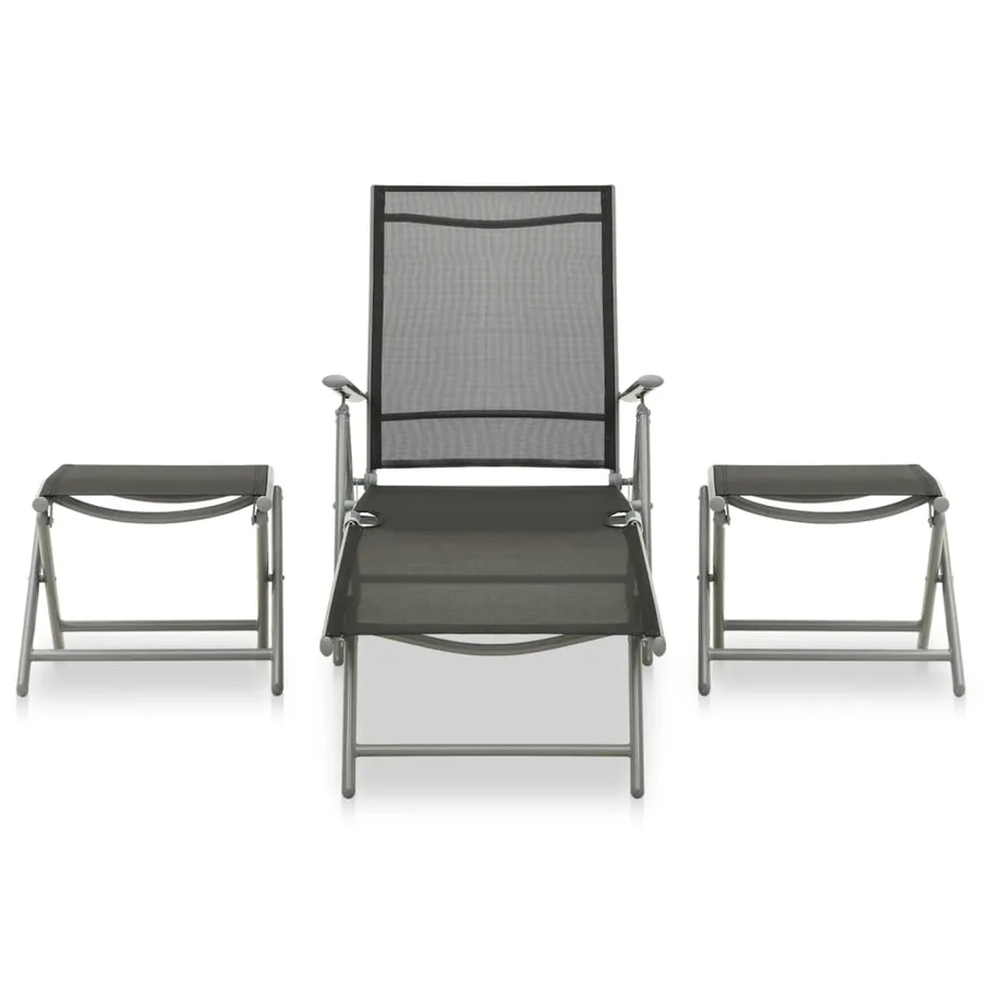 Salon de jardin 3 pcs textilène et aluminium argenté - 2