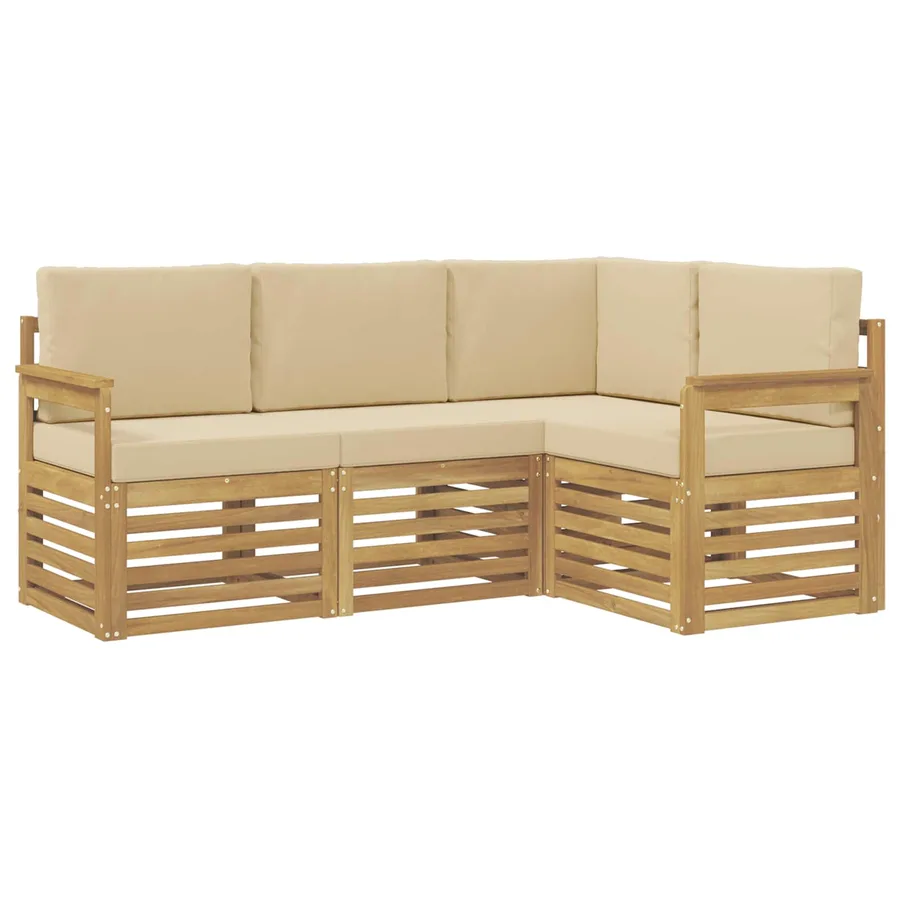 Ensemble de canapés d'extérieur 4 pcs Blanc et Beige - 2