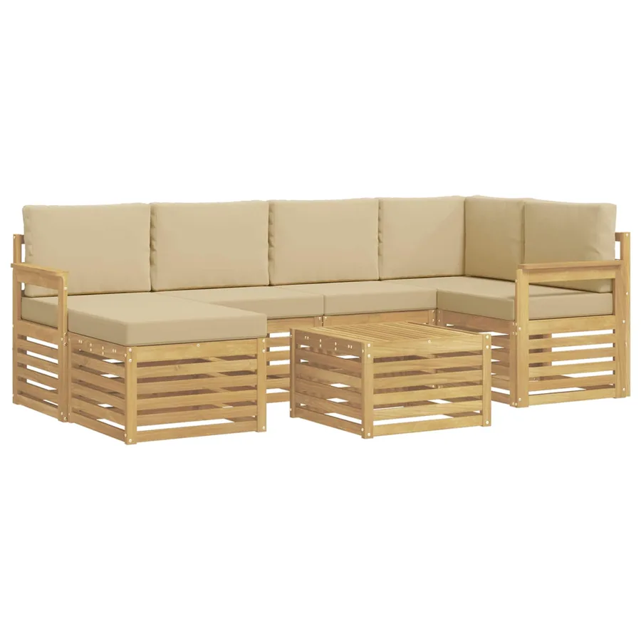 Ensemble de canapés d'extérieur 7 pcs Blanc et Beige - 2