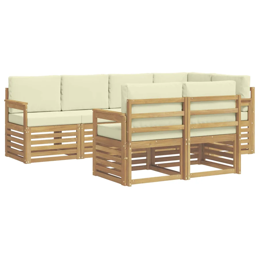 Ensemble de canapés d'extérieur 7 pcs Blanc et crème - 2