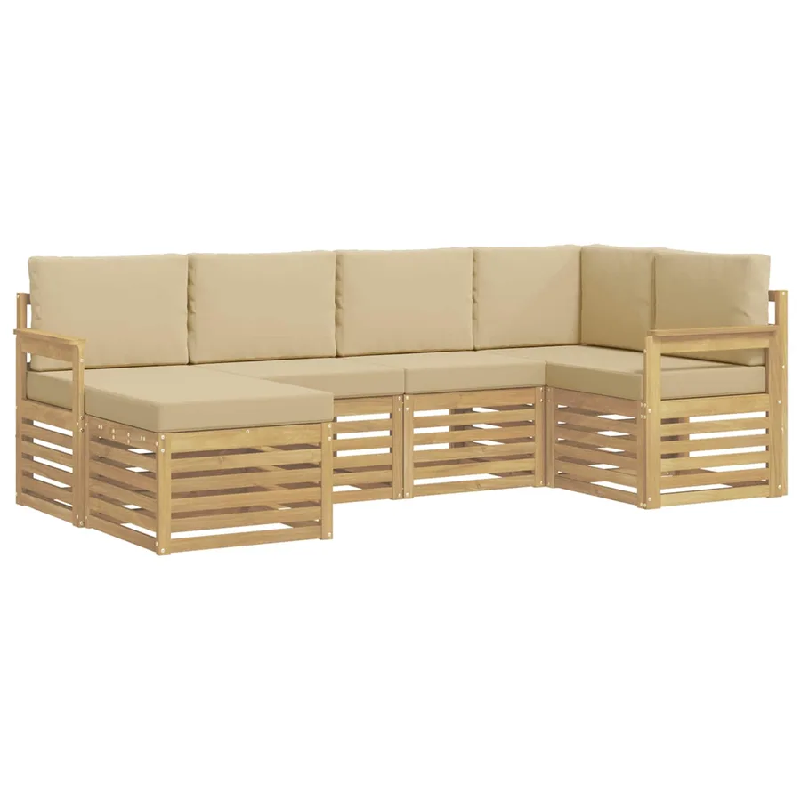 Ensemble de canapés d'extérieur 6 pcs Blanc et Beige - 2