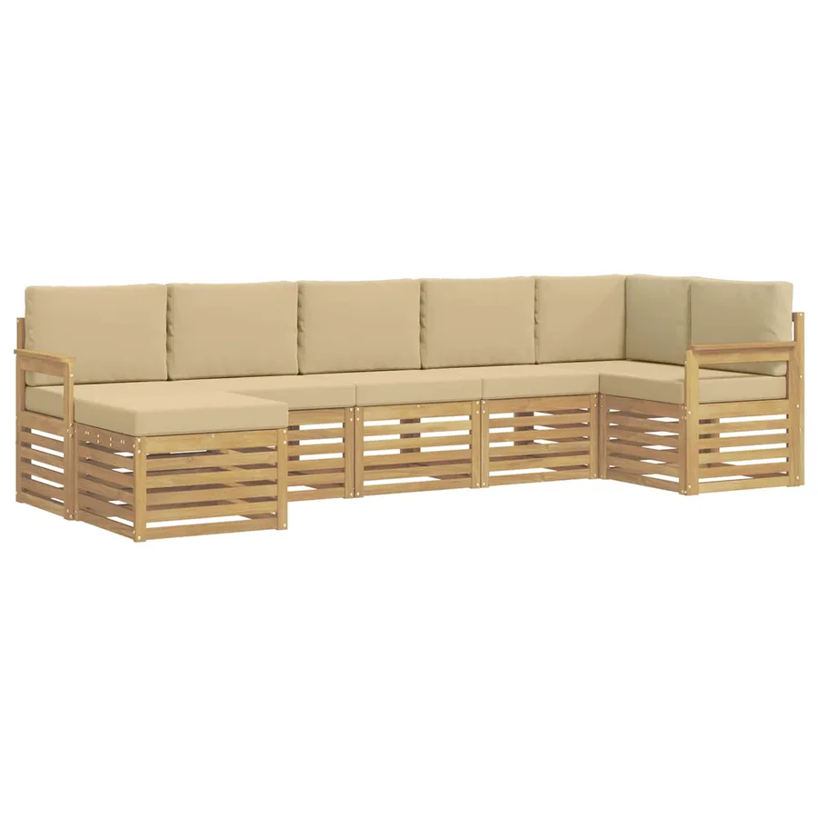 Ensemble de canapés d'extérieur 6 pcs Blanc et Beige - 2