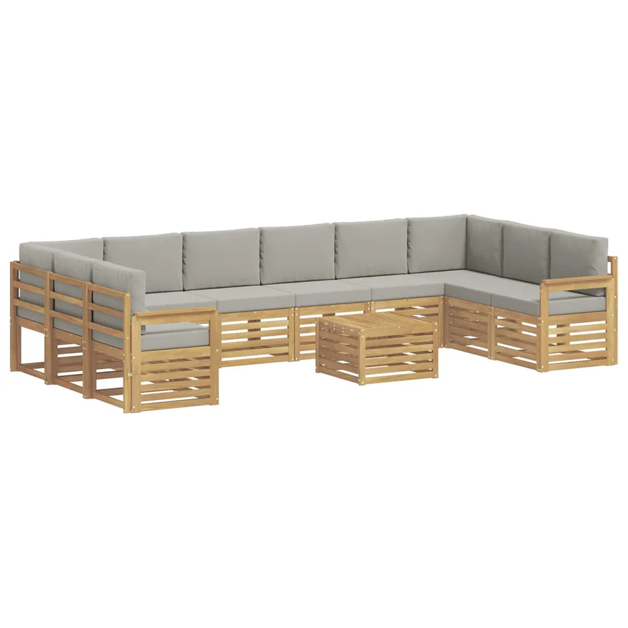 Ensemble de canapés d'extérieur 8 pcs Blanc et gris clair - 2
