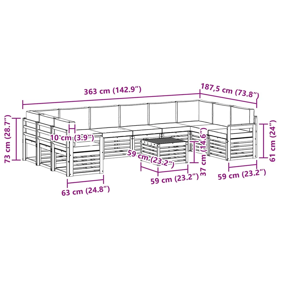 Ensemble de canapés d'extérieur 8 pcs Blanc et gris clair - 9