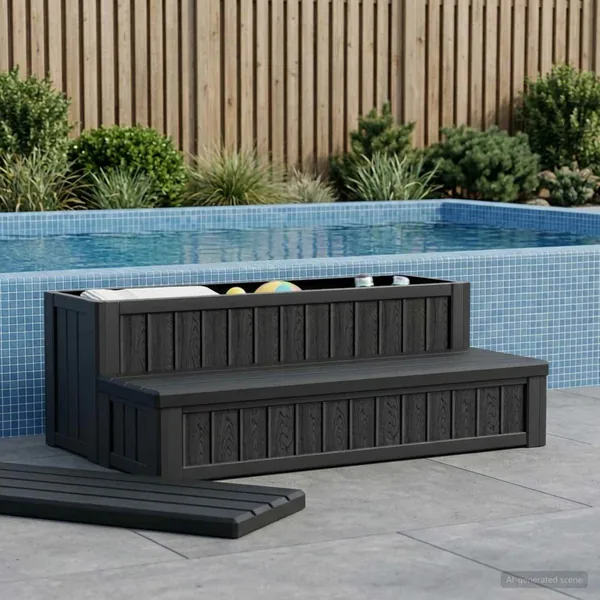 Marchepied de bain à remous avec rangement 2 étapes Noir PP