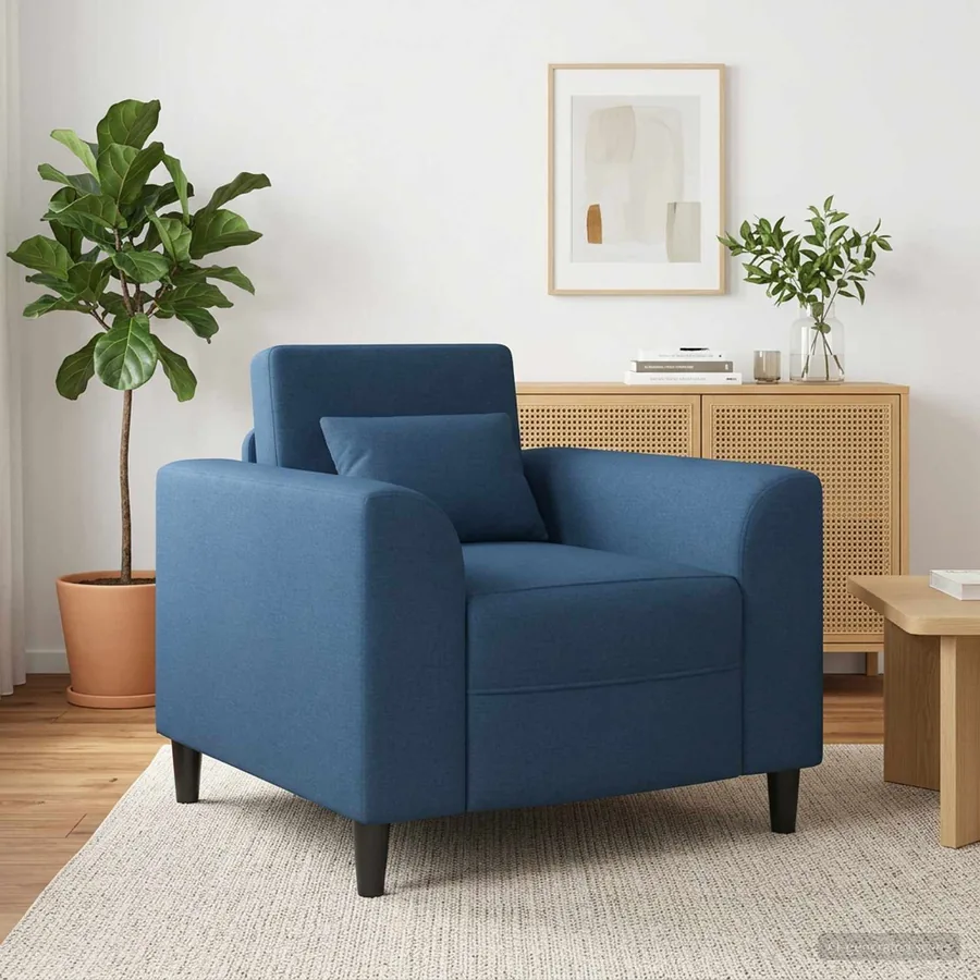 Fauteuil Bleu Tissu