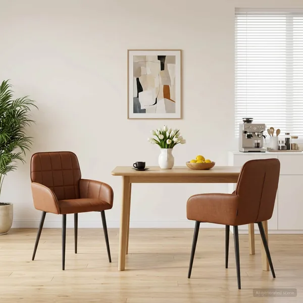 Chaises de salle à manger 2 pcs Simili cuir Marron