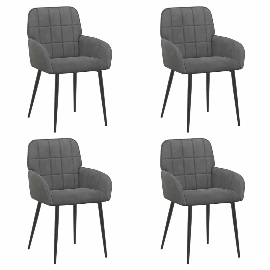 Chaises de salle à manger 4 pcs Velours Gris foncé - 2