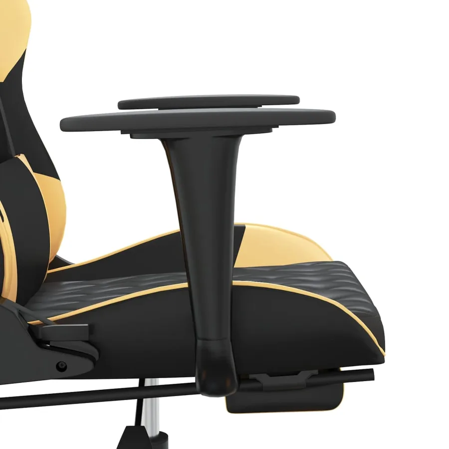 Chaise de jeu avec repose-pied Noir et doré Similicuir - 10