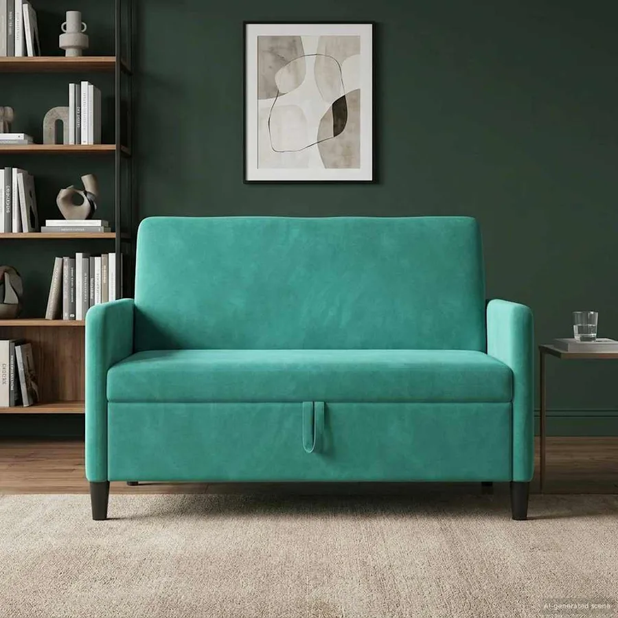 Sofa avec rangement Turquoise 122 x 78 x 87 cm Polyester - 3