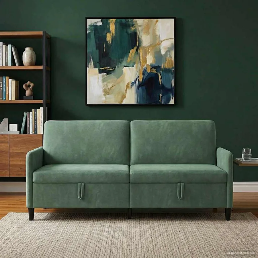 Sofa avec rangement Vert Mer 192 x 78 x 87 cm Polyester