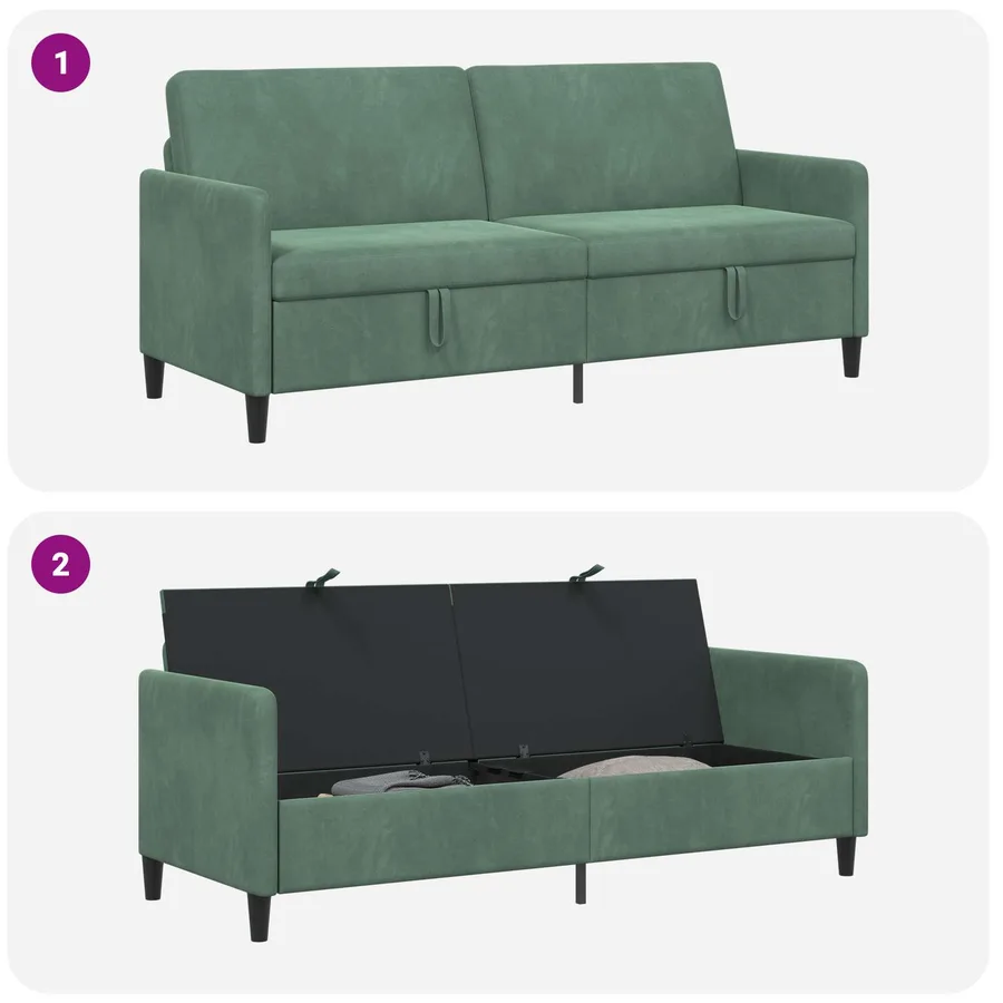 Sofa avec rangement Vert Mer 192 x 78 x 87 cm Polyester - 6
