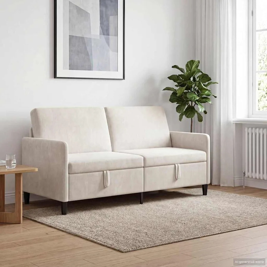 Sofa avec rangement Crème 172 x 78 x 87 cm Polyester