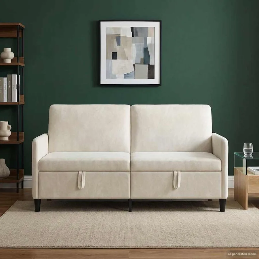 Sofa avec rangement Crème 172 x 78 x 87 cm Polyester - 3