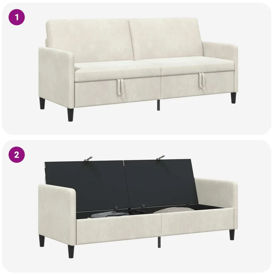 Sofa avec rangement Crème 192 x 78 x 87 cm Polyester - 6