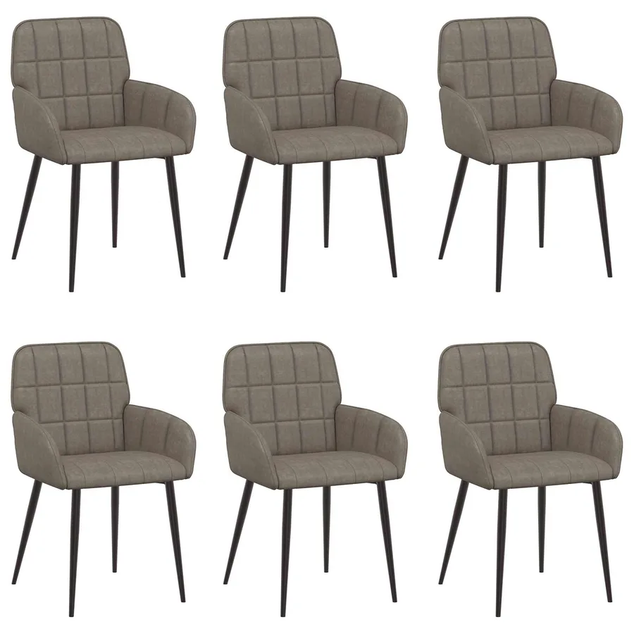 Chaises de salle à manger 6 pcs Simili cuir Gris - 2