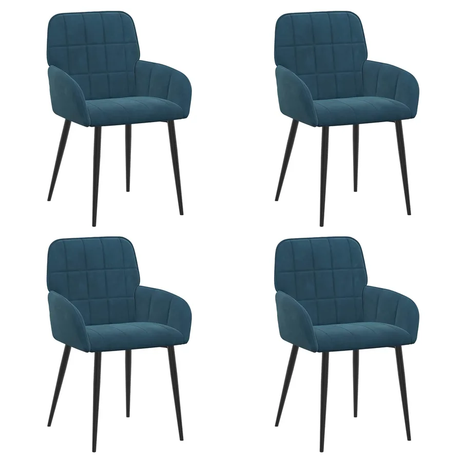 Chaises de salle à manger 4 pcs Velours Bleu 57 x 50 x 85 cm - 2