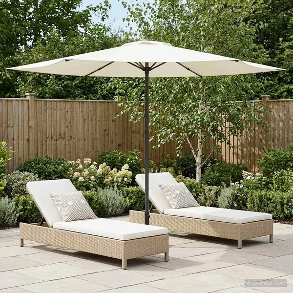 Parasol de jardin 300 x 300 cm Polyester Rectangulaire Crème