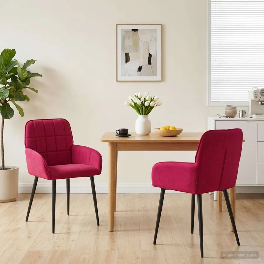 Chaises de salle à manger 2 pcs Velours Bordeaux