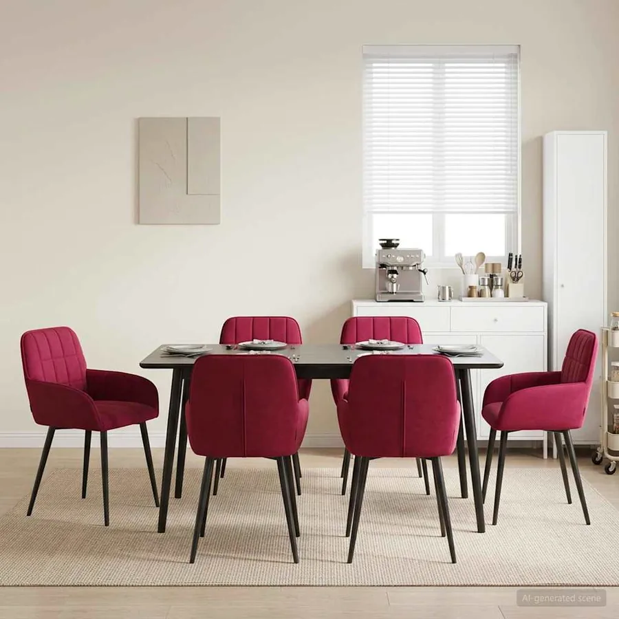 Chaises de salle à manger 6 pcs Velours Bordeaux