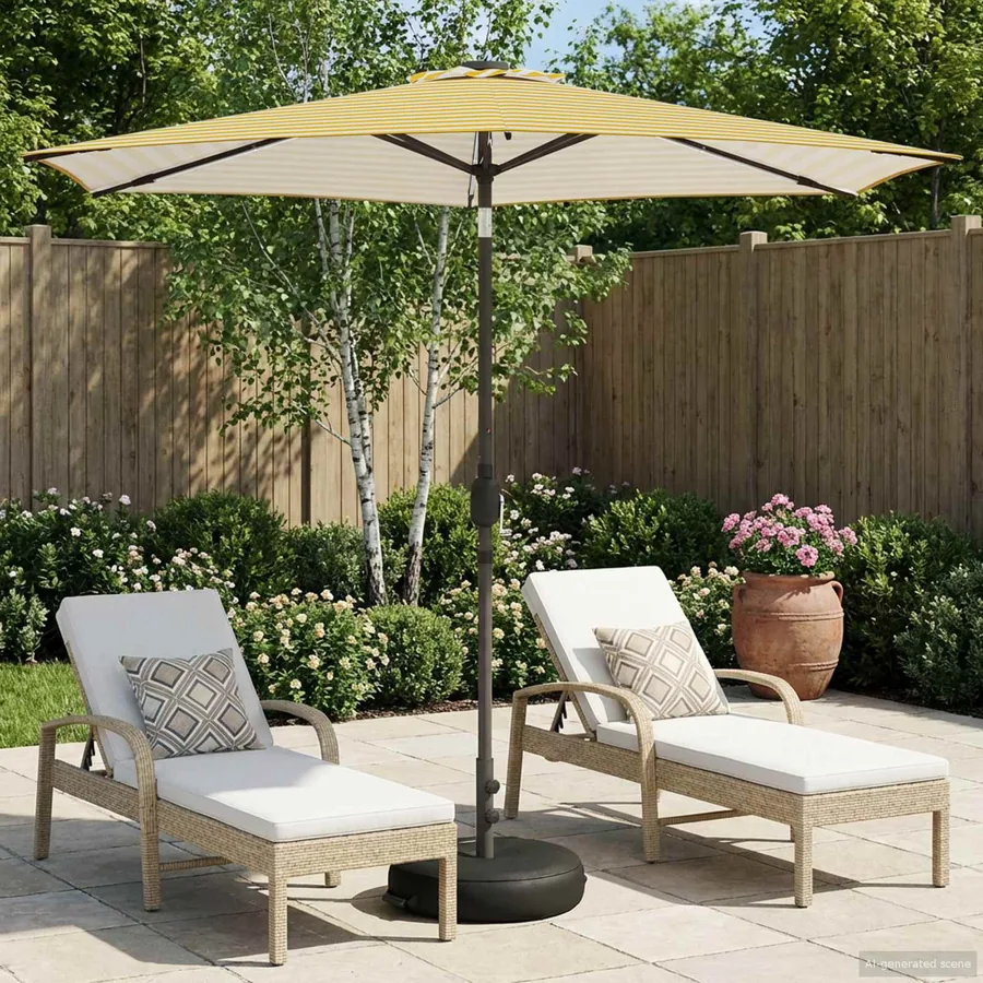 Parasol de jardin avec lumières LED et base 270 x 270 cm
