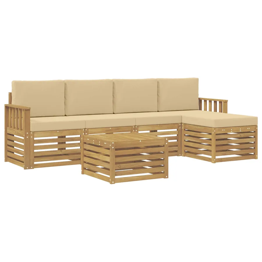Ensemble de canapés d'extérieur 6 pcs Blanc et Beige - 2