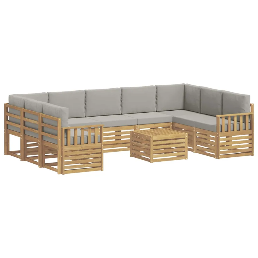 Ensemble de canapés d'extérieur 8 pcs Blanc et gris clair - 2