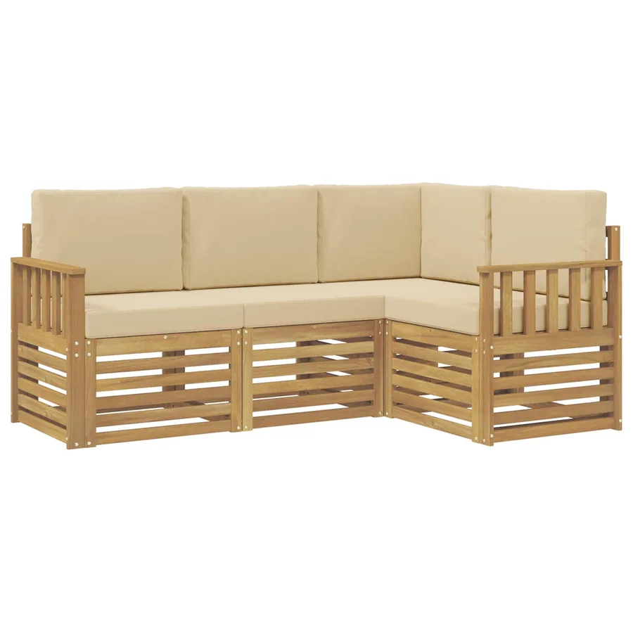 Ensemble de canapés d'extérieur 4 pcs Blanc et Beige - 2