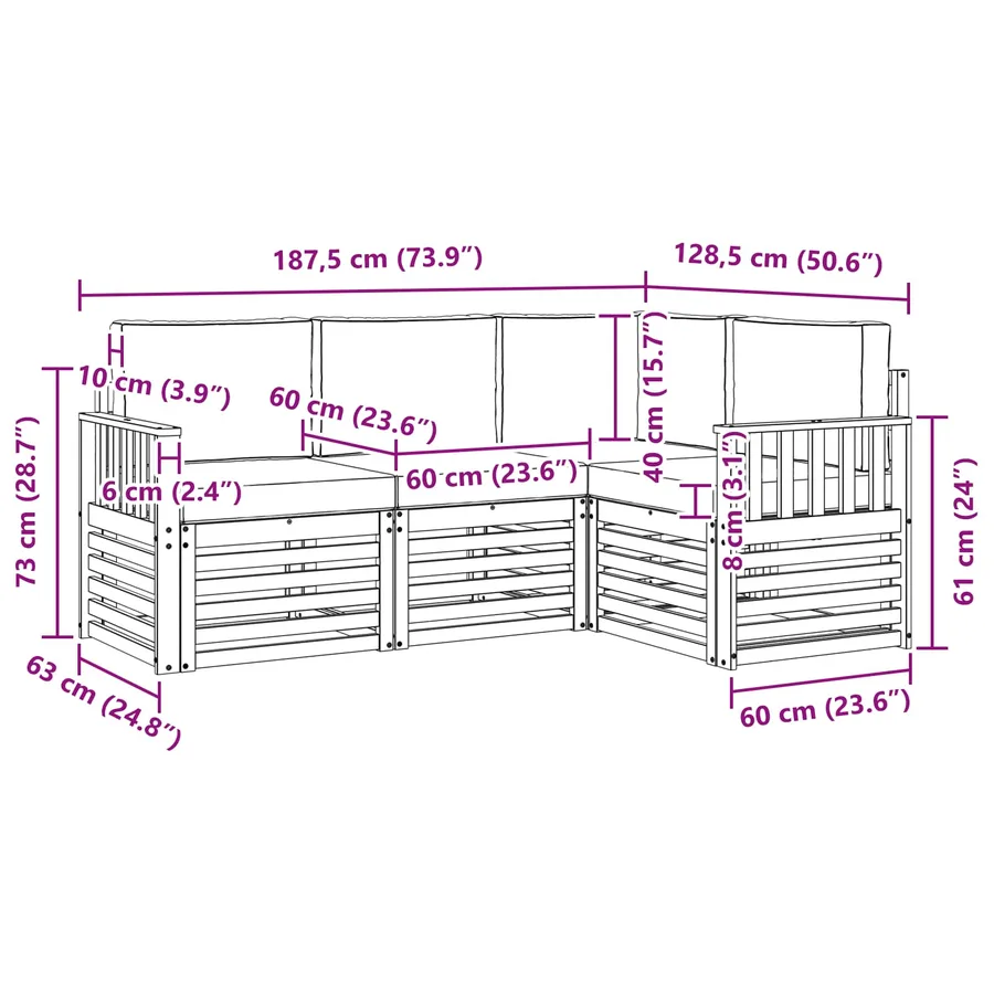 Ensemble de canapés d'extérieur 4 pcs Blanc et Beige - 7