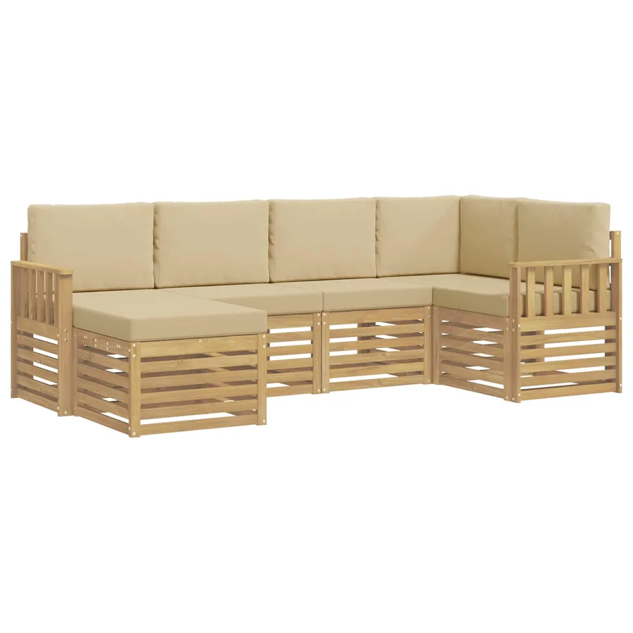 Ensemble de canapés d'extérieur 6 pcs Blanc et Beige - 2