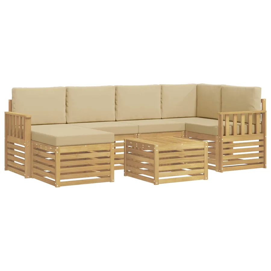 Ensemble de canapés d'extérieur 7 pcs Blanc et Beige - 2
