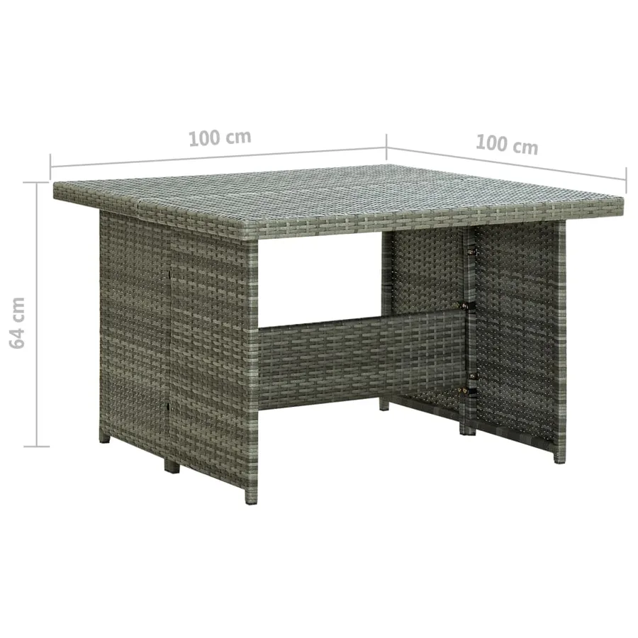Salon de jardin 6 pcs avec coussins résine tressée gris - 11