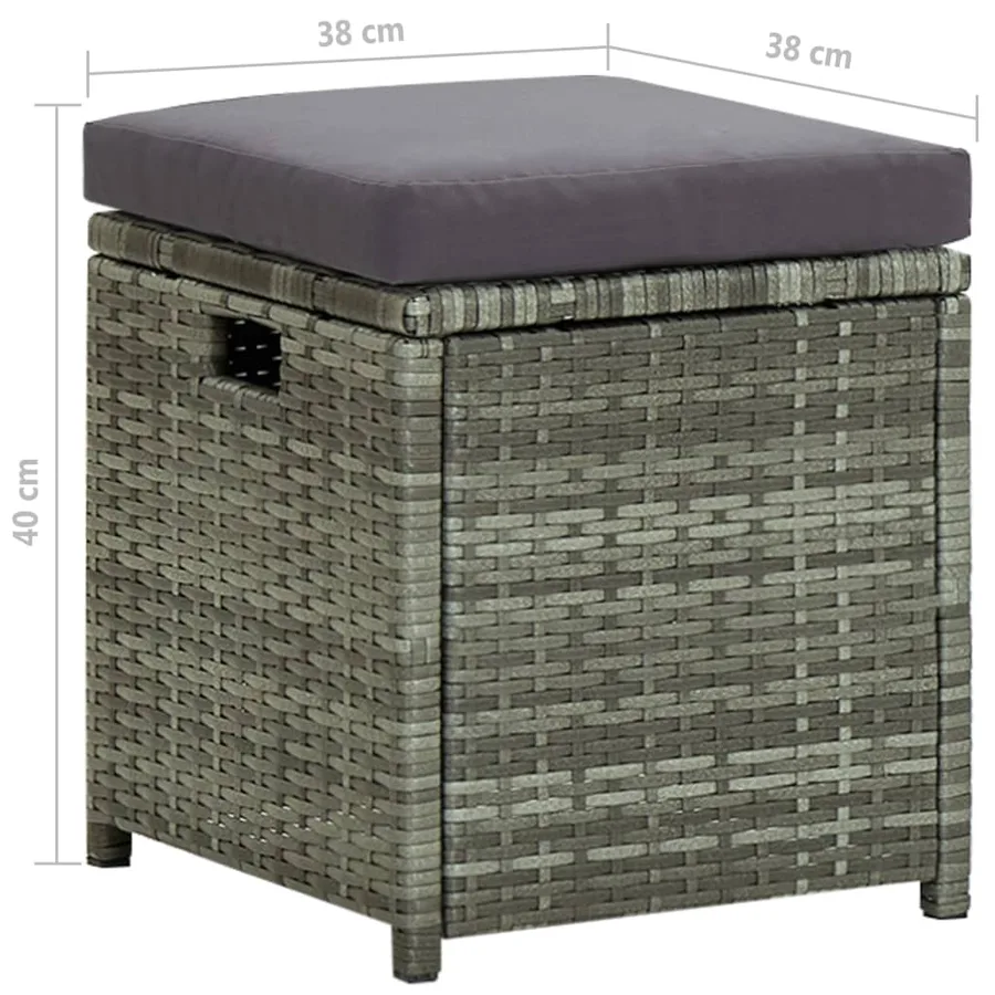 Salon de jardin 6 pcs avec coussins résine tressée gris - 12