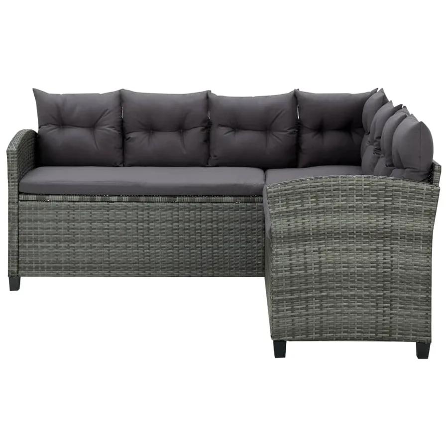 Salon de jardin 6 pcs avec coussins résine tressée gris - 4