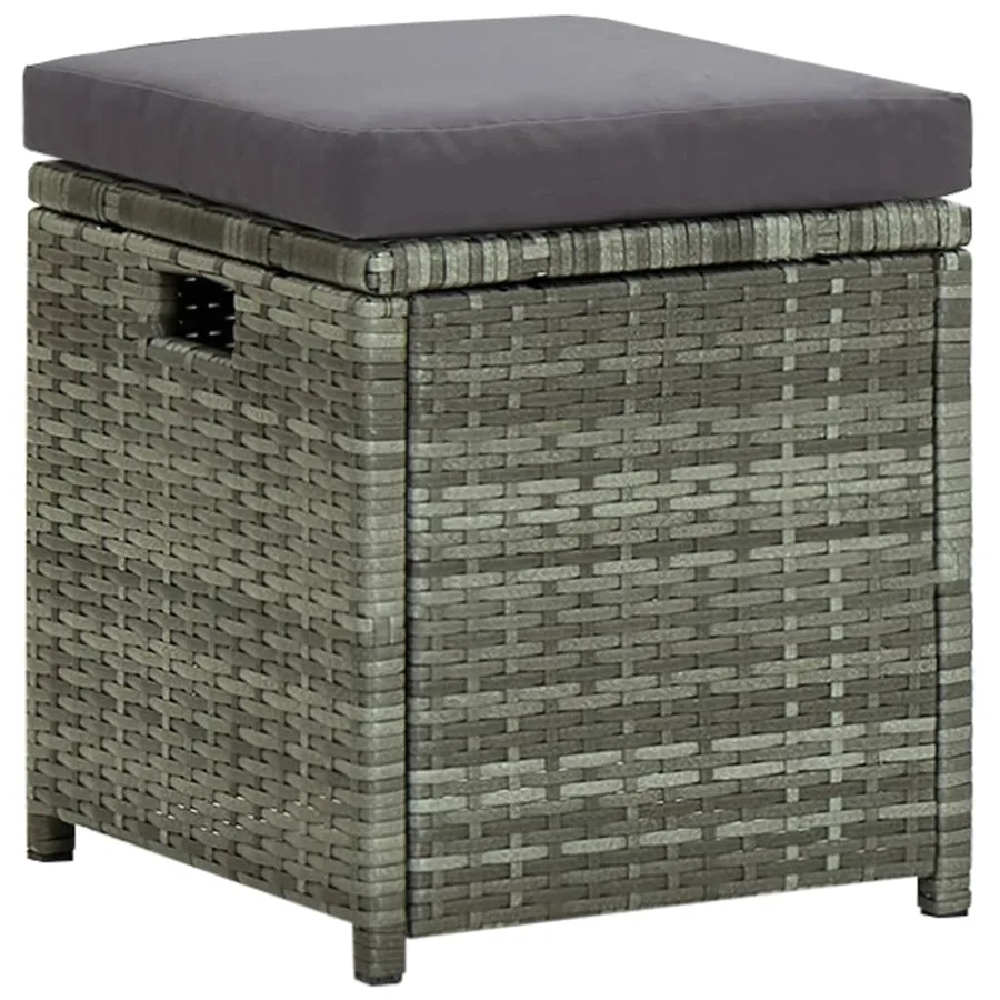 Salon de jardin 6 pcs avec coussins résine tressée gris - 5