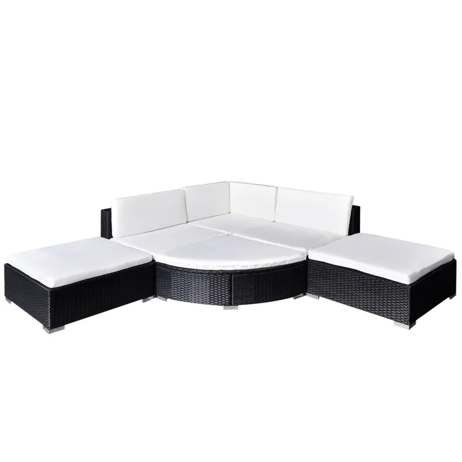 Salon de jardin 6 pcs avec coussins résine tressée noir - 2