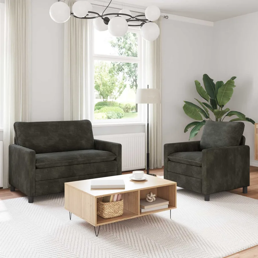 Ensemble de Canapés 2 pcs Anthracite Polyester