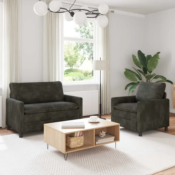 Ensemble de Canapés 2 pcs Anthracite Polyester