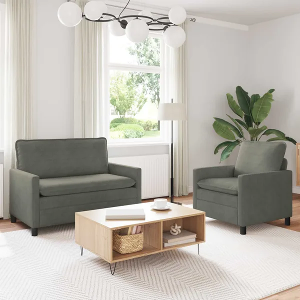 Ensemble de Canapés 2 pcs Gris clair Tissu