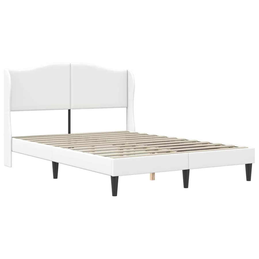 Cadre de lit avec tête de lit Blanc 140 x 190 cm Simili cuir - 3