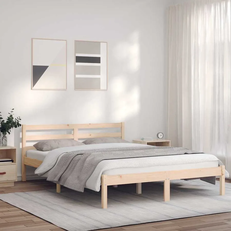 Cadre de lit Naturel 208,5 x 157,5 x 69,5 cm Bois de Pin Massif