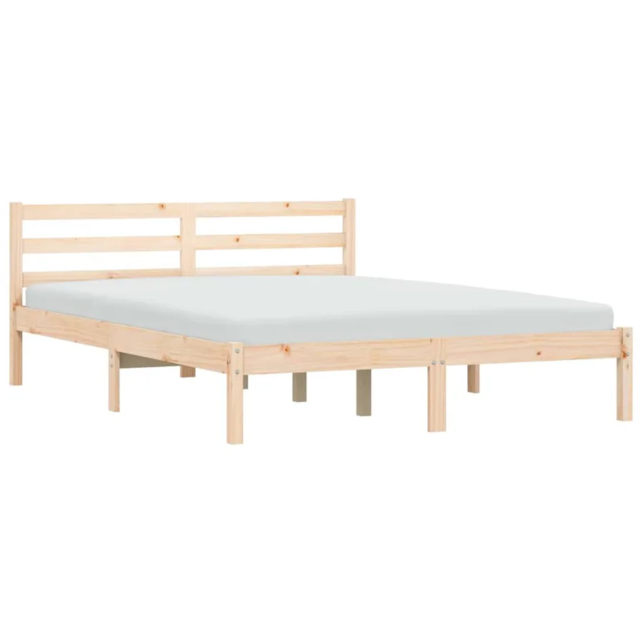 Cadre de lit Naturel 208,5 x 157,5 x 69,5 cm Bois de Pin Massif - 2