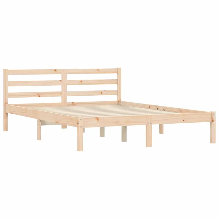 Cadre de lit Naturel 208,5 x 157,5 x 69,5 cm Bois de Pin Massif - 3