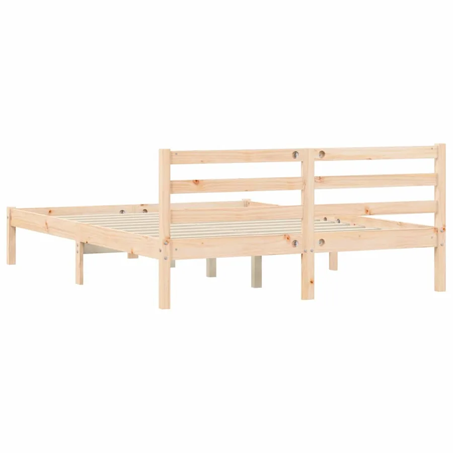 Cadre de lit Naturel 208,5 x 157,5 x 69,5 cm Bois de Pin Massif - 6