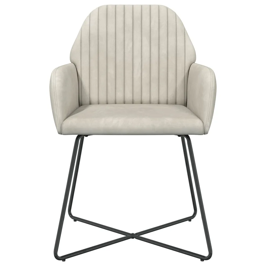 Chaises de salle à manger 2 pcs Velours Crème 55 x 50 x 84 cm - 3